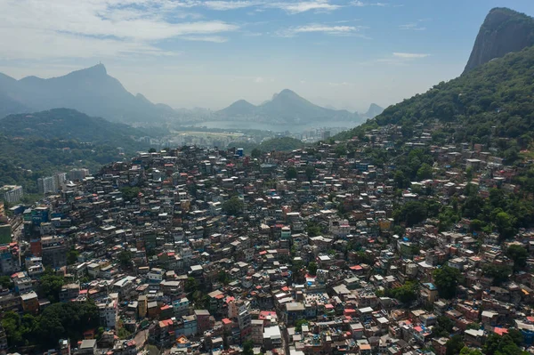 Vista Aérea Panorâmica Favela Rocinha Rio Janeiro Brasil — Fotografia de Stock