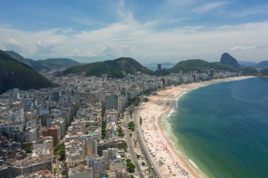 Rio de Janeiro 'daki Copacabana plajının kuş bakışı görüntüsü.