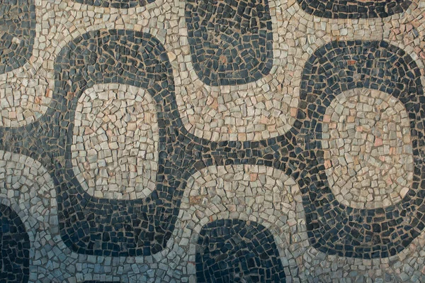 Primer Plano Famoso Mosaico Playa Copacabana Río Janeiro — Foto de Stock