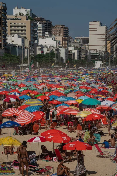 Crowds People Leblon Beach Rio Janeiro Brazil — Stock Photo, Image