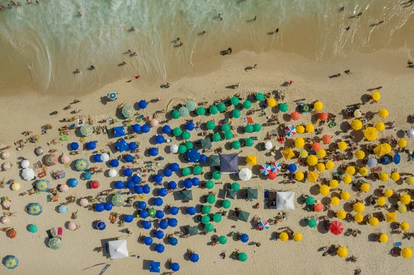 Drone Shot Crowded Ipanema Beach Rio Janeiro Brazil — Stock Photo, Image