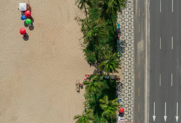 Drone Shot Street Palm Trees Beach Rio Janeiro Brazil — Stock Photo, Image