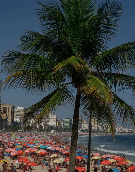 Praia Leblon Rio Janeiro Cheia Gente — Fotografia de Stock