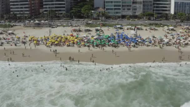 Rio Janeiro Brezilya Ipanema Sahilinin Havadan Çekilmiş Görüntüleri — Stok video