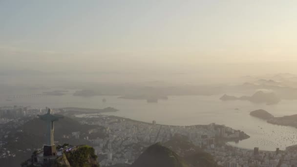 Vista Aérea Bahía Botafogo Ciudad Río Janeiro Durante Amanecer Brasil — Vídeos de Stock