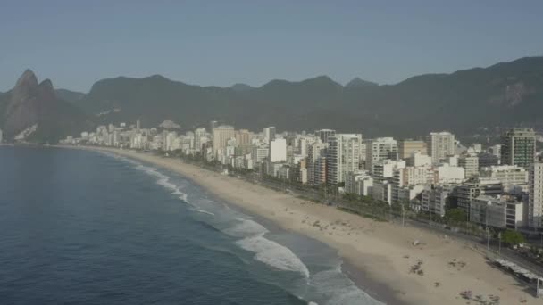 Aerial Szerokie Ujęcie Ipanema Leblon Rio Janeiro Brazylia Okresie Letnim — Wideo stockowe