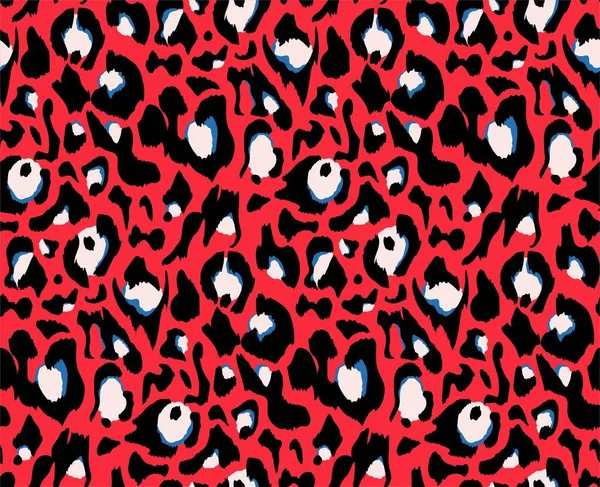 Leopardenmuster Design Vektor Illustration Hintergrund Animal Design Rot Blau Weiß — Stockvektor