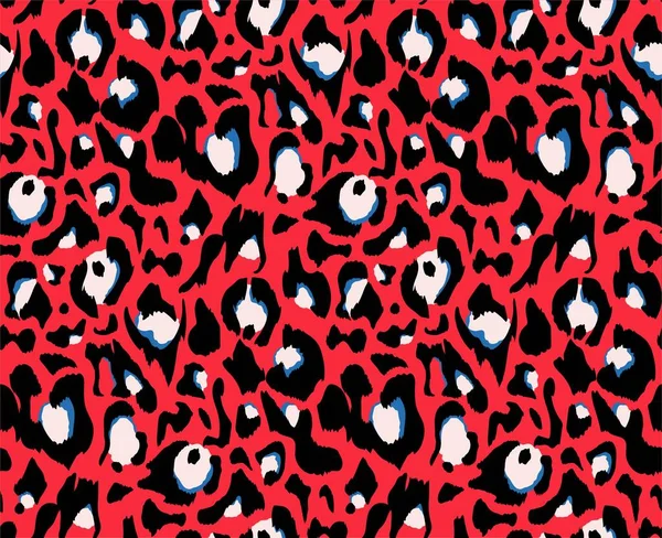 Дизайн Візерунка Leopard Векторна Ілюстрація Фону Дизайн Тварин Червоний Синій — стоковий вектор