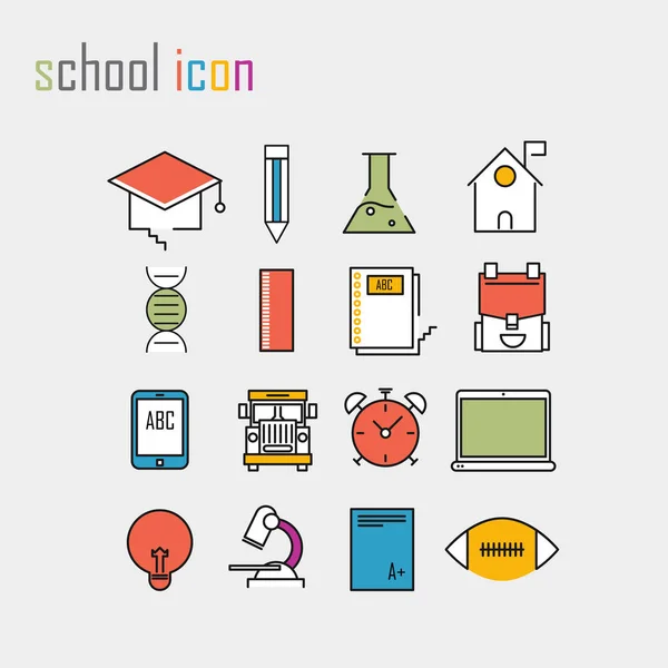 Иконки линий, школы, школьные иконы, современный инфографический векторный логотип — стоковый вектор