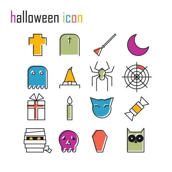 Ícones de linha, ícone de Halloween, logotipo do vetor infográfico moderno — Vetor de Stock