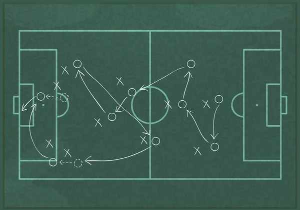 サッカー ゲームの戦略を描くリアルな黒板. — ストックベクタ