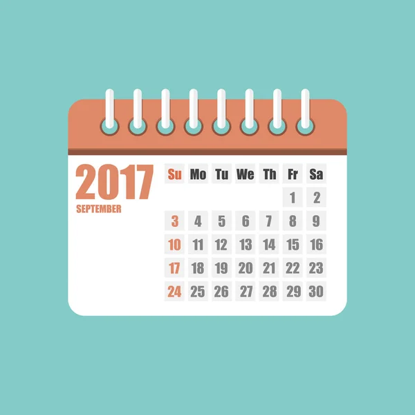 Flaches Kalenderjahr 2017 gesetzt. Vektorillustration — Stockvektor