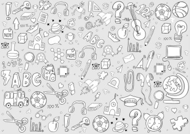 okul ve eğitim arka plan, el ile vektör çizim