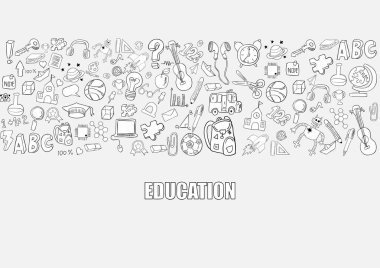 Eğitim nesneleri arka plan, el ile vektör çizim