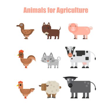 Hayvanlar düz illüstrasyon vektör.