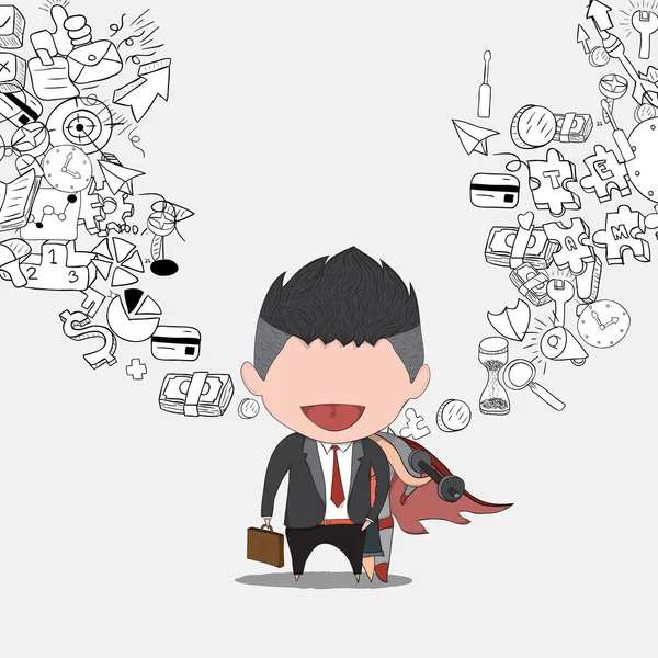 Ilustración vectorial de un hombre de negocios feliz cara en el negocio icono — Vector de stock