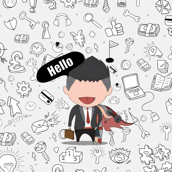 Illustration vectorielle d'un homme d'affaires heureux sur icon business — Image vectorielle