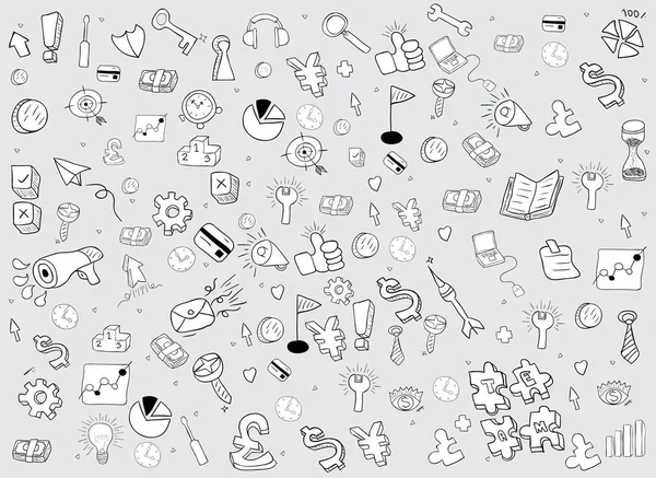 Zakelijke doodles objecten achtergrond., met de hand vector tekening — Stockvector