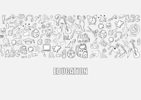 Educação Objetos fundo, desenho por vetor de mão — Vetor de Stock