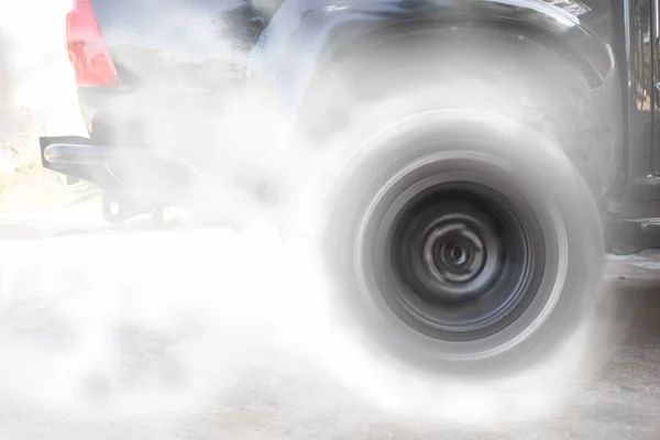 Sport car 4*4 wheel drifting and smoking on track, 4WD — Stock Photo, Image