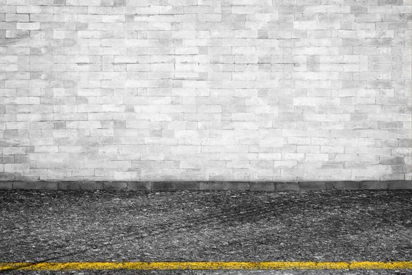 Background of old vintage White brick wall on road — Stock Photo, Image