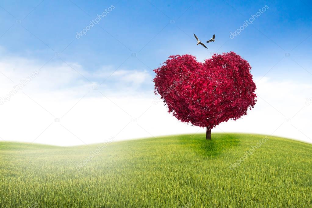 Tree in the shape of heart, valentines day background