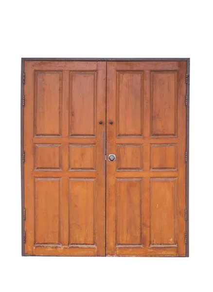 Ξύλινη πόρτα απομονωμένη σε λευκό φόντο — Φωτογραφία Αρχείου