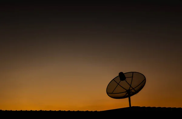 Antena Parabólica Para Luz Noite — Fotografia de Stock