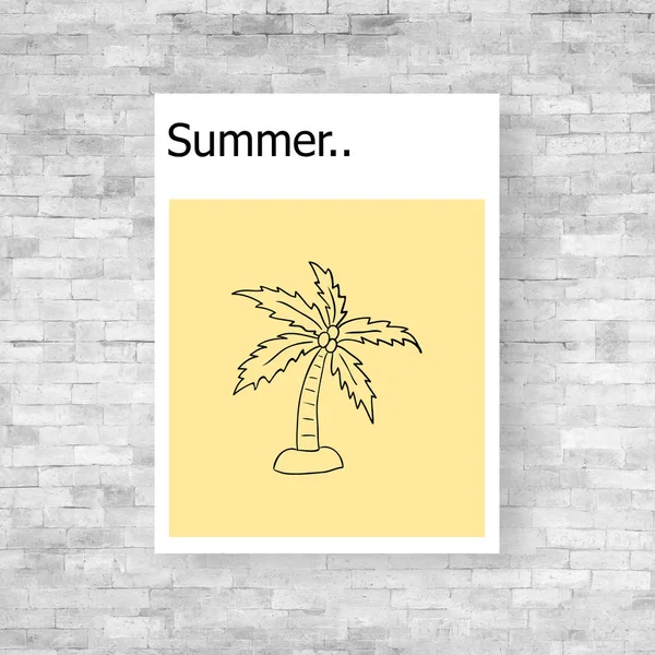 Poster summer of old vintage White brick wall a Background