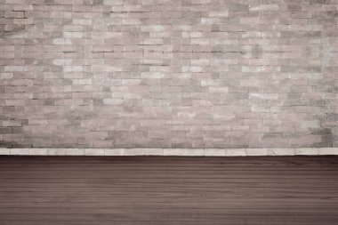 Beton duvar ve zemin ve resim çerçeve eski vintage tuğla duvarın boş oda Soyut Beyaz iç