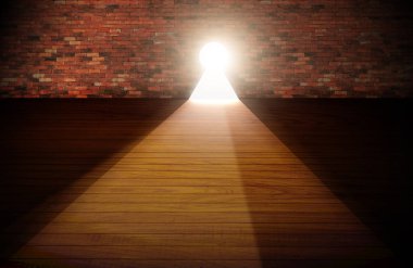 Eski arka plan beyaz tuğla çimento duvar eski ve ışık inç ile açılan anahtar kapılar.