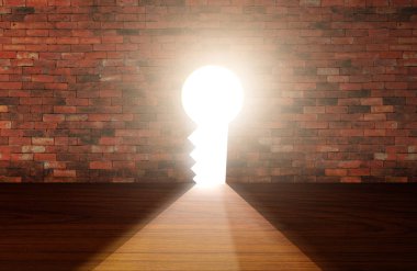 Eski arka plan beyaz tuğla çimento duvar eski ve ışık inç ile açılan anahtar kapılar.