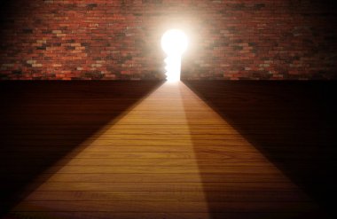 Eski arka plan beyaz tuğla çimento duvar eski ve ışık inç ile açılan anahtar kapılar.