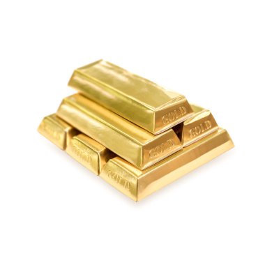 Beyaz arkaplanda altın çubuk