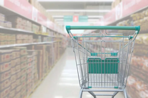 photo of trolley store in department store blurred  background