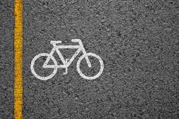 Textura Fondo Asfalto Con Grano Fino Con Carril Bici — Foto de Stock