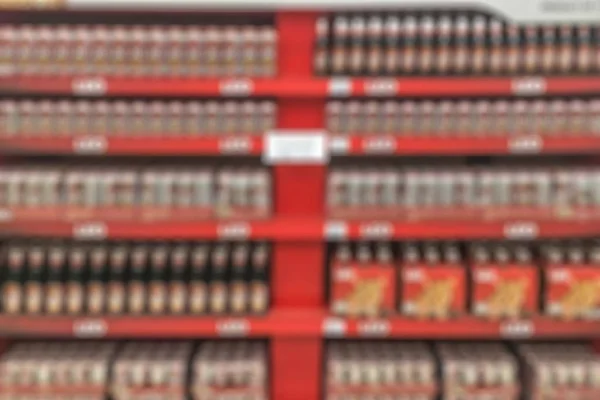 Süpermarkette Derpartment Mağaza Arka Plan Için Alışveriş Alkol Bulanıklık — Stok fotoğraf
