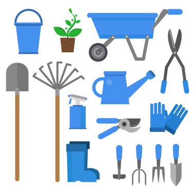 Tarım araçları. Düz vektör çizim set.