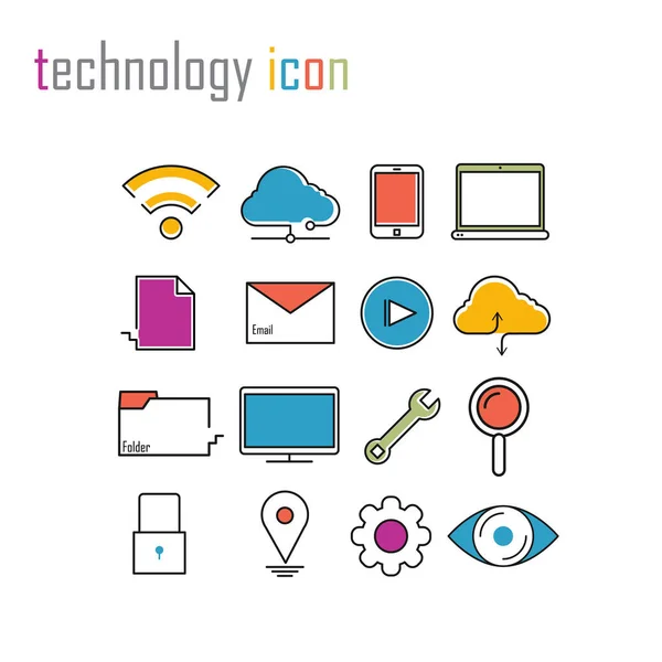 Liniensymbole Technologie Internet Symbole Modernes Infografik Vektor Logo — Stockvektor