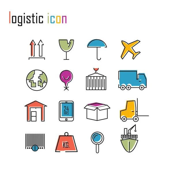 Lijn Iconen Logistiek Pictogrammen Moderne Infographic Vector Logo — Stockvector