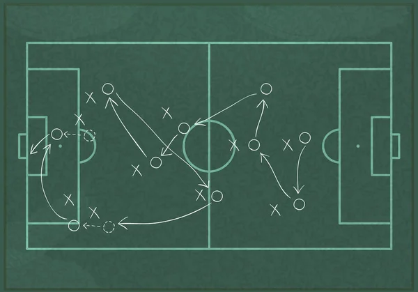 Lavagna Realistica Disegnare Una Strategia Gioco Del Calcio — Vettoriale Stock