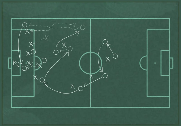 サッカー ゲームの戦略を描くリアルな黒板 — ストックベクタ