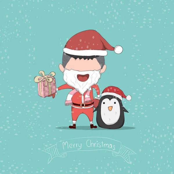 Niño Pingüino Lindo Personaje Navidad Dibujo Mano Vectorial Ilustración Digital — Archivo Imágenes Vectoriales