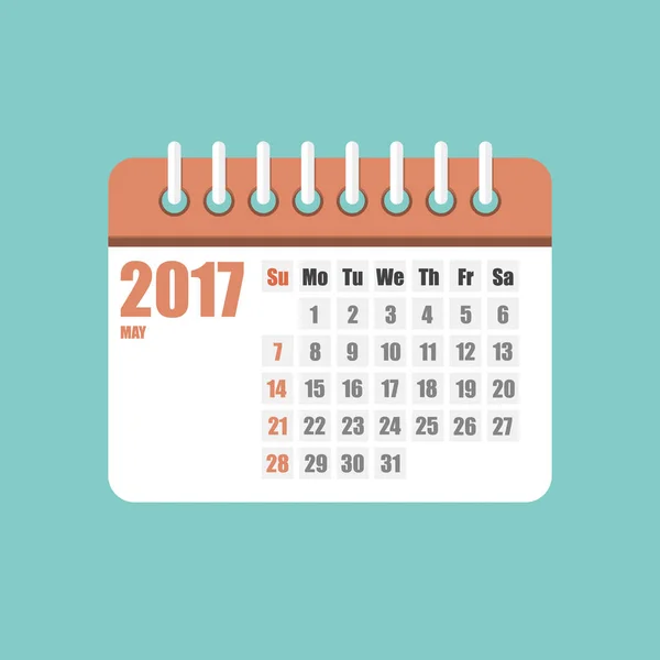 Año Calendario Plano 2017 Conjunto Ilustración Vectorial — Archivo Imágenes Vectoriales