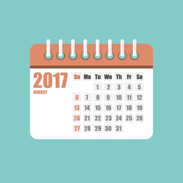 Tahun Kalender Rata 2017 Ditetapkan Ilustrasi Vektor - Stok Vektor