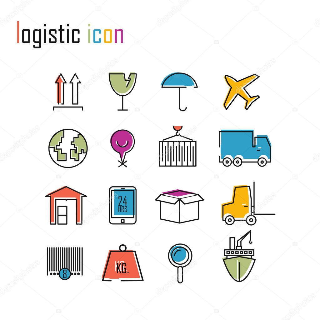Line icons, Logistics icons, Modern infographic vector logo