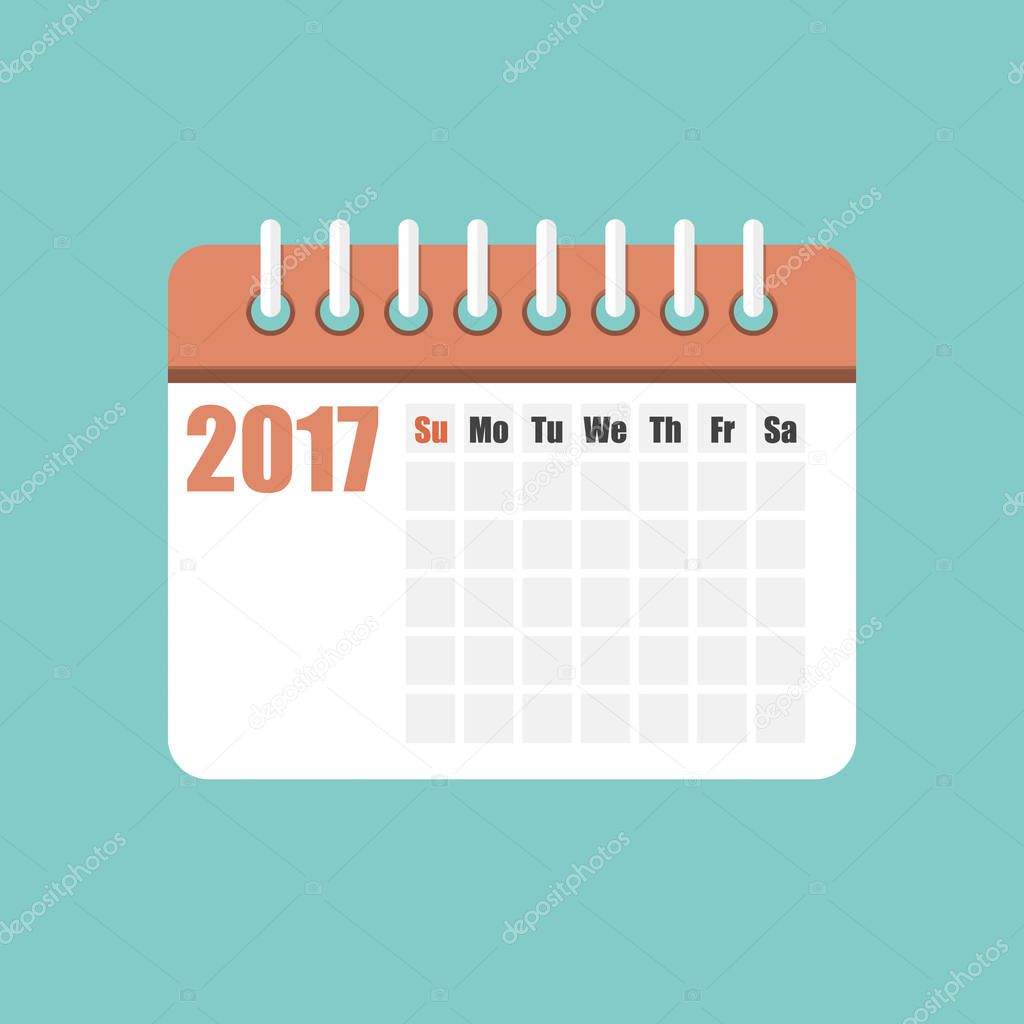 Flat calendar year 2017. Vector illustration