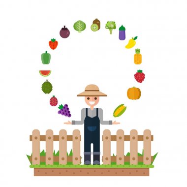 İzole sebze kümesi: meyve, sebze, organik. Düz vektör çizim set.