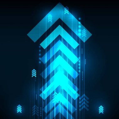 Soyut mavi oklar teknoloji iletişim arka plan, vektör çizim