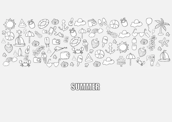 Summer Beach Hand Drawn Vector Symbols Objects Drawing Hand Vector — Stock Vector